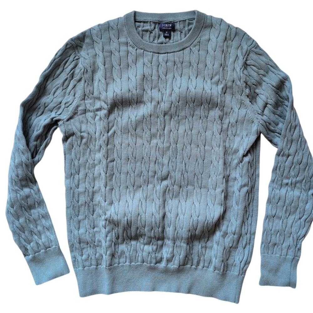 J.Crew Cotton Cable Crewneck Sweater in Rugby Green Size S